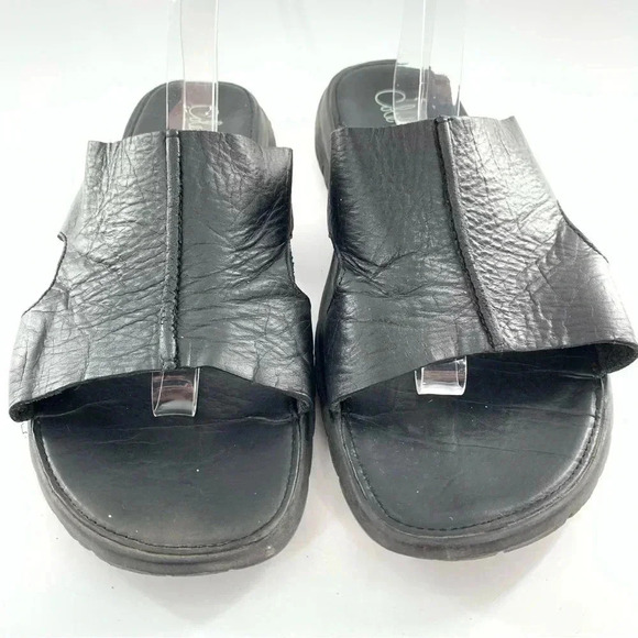 Cole haan mens sandals size 12 black leather Nike lab comfort slides main image 4